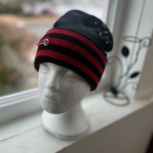 Black and Red Striped Beanie
